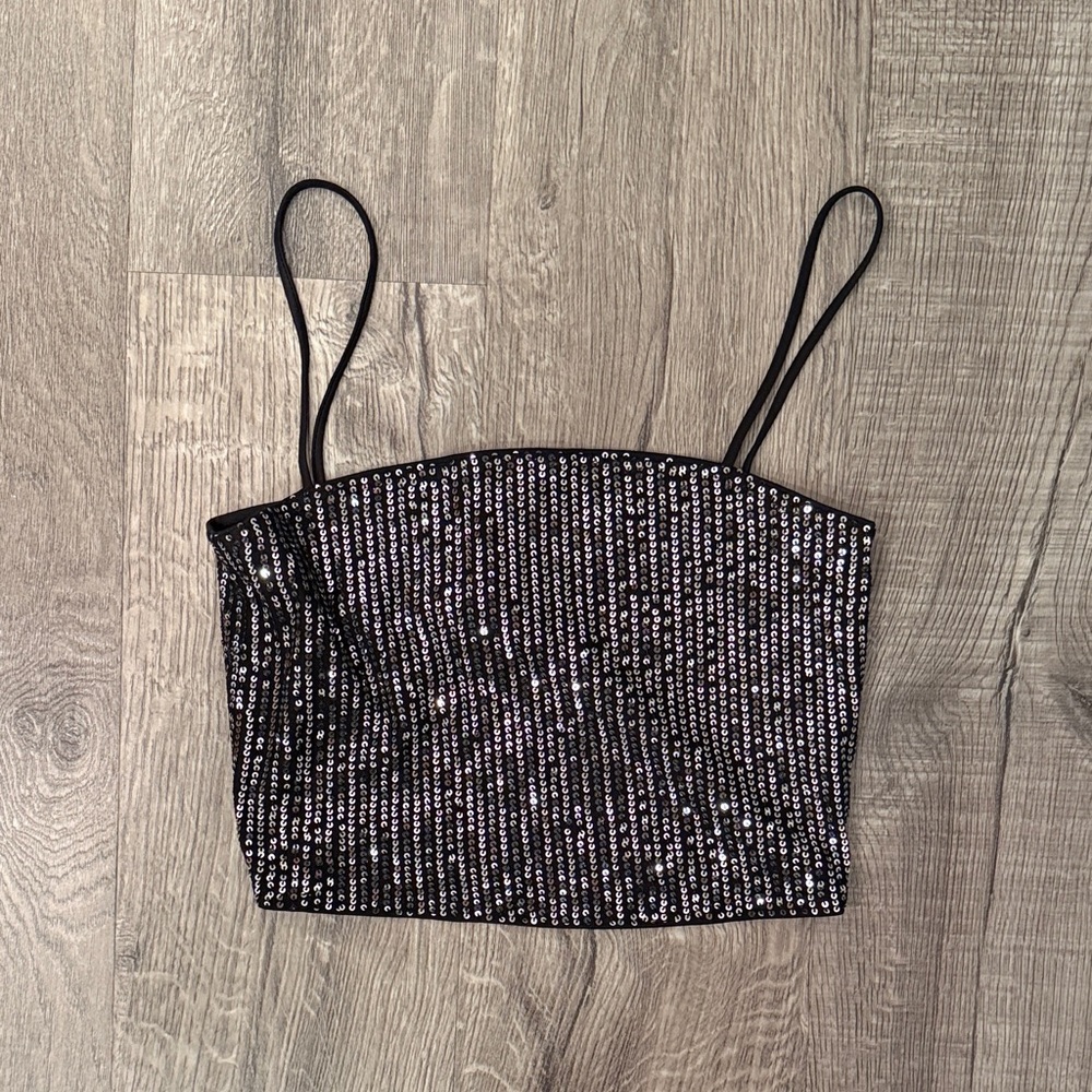 Altar'd State Black Sequin Crop Top